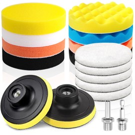 Qeuufieu 150 mm Polishing Sponges Pads, 17 Pieces Polishing Set, Polishing Attachment, Angle Grinder, Polishing Sponge, Polishing Pad for Car Polishing Machine (150 mm - Set of 17)