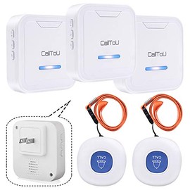 CallToU Caregiver Pager Wireless Call Button System Nurse Calling Alert for Elderly Senior Patient Personal Home 3 Receivers 2 Waterproof Buttons/Transmitters