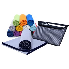 gipfelsport Microfibre Towel, Microfibre Towel Set, Beach Towel, Bath Towel, Large, Quick-Drying, for Sports, Beach, Travel, Outdoors, Camping, Lightweight, Thin, Small, 140 x 70 cm, Grey