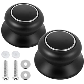 Prasacco Pack of 2 Pot Lid Handles, Universal Pot Lid Knobs, Heat Resistant Pot Lid Grab Handles, Replacement Knobs, Handles with Screws for Slow Cookers, Pans, Frying Pans (Black)