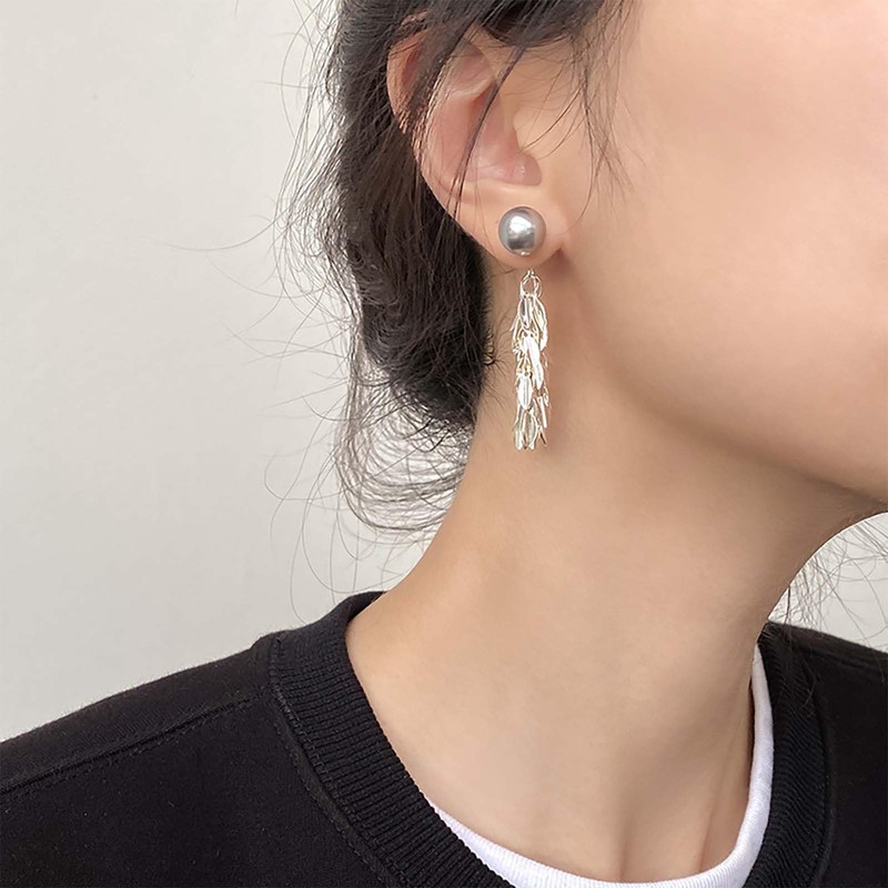 Cybche Boho Olive Leaf Earrings Dangle Silver Leaves Earrings Cluster