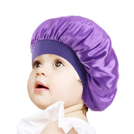 Satin Hair Cap, Sleep Cap for Curly Hair, Satin Bonnet, Satin Sleeping Cap, Satin Women's Sleep Cap, Silk Night Cap, Bonnet, Satin Night Cap for Children, Men and Women, Purple, Pack of 1, Purple