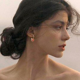 HQFJW Round Red Agate Stone Earrings,14K Yellow Gold Plated Dainty Genuine Real Gemstone Quartz Crystal Leverback Dangle Earrings Jewelry for Women (A04_Red Agate)