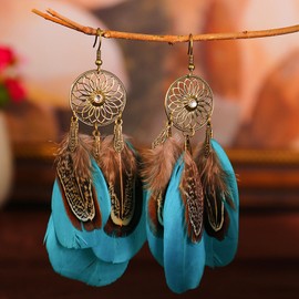 Feather Earrings Boho Earrings for Women Feather Tassel Dangle Earrings Bohemian Wedding Party Earrings Jewelry Gift
