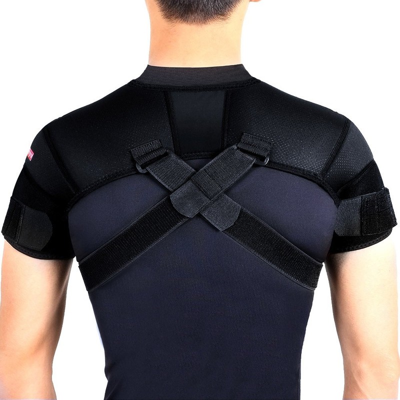 Kuangmi Double Shoulder Support Brace Strap Wrap Neoprene Protector,XL