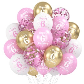 Happy 6th Birthday Balloons Pink Gold