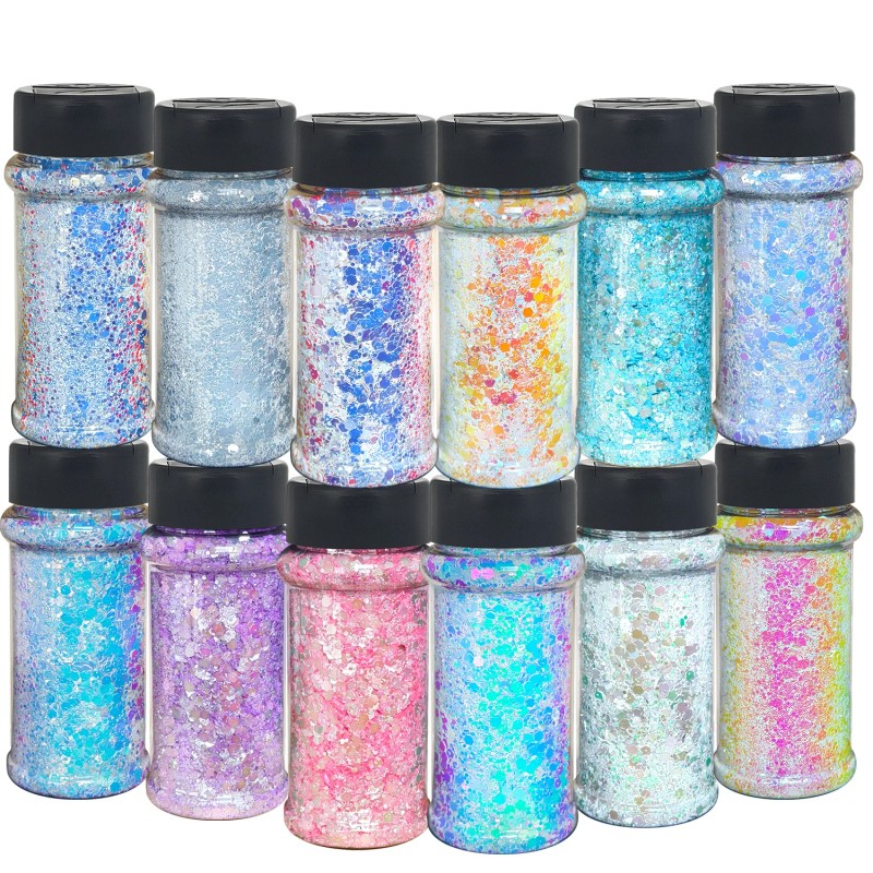 s 1box White 2oz Sparkly Holographic Silver Chunky Glitter for