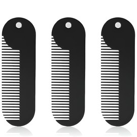 Mini peine portátil de metal fino para barba, ideal para cabello y barba más delgados, color negro