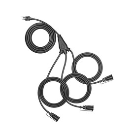 DEWENWILS Outdoor Extension Cord 1 to 3 Splitter, Total 52FT, 13A 125V 1625W 16/3C SJTW Extension Cord Outdoor, Heavy Duty Extension Cord for Christmas/Holiday Light, Outdoor Light, ETL Listed (Black)