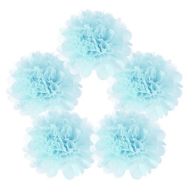 MECCANIXITY 5Pcs Paper Pom Poms, 6 Inch Paper Flowers Tissue Paper Flowers Mexican Paper Flowers for Birthdays Party Wedding Light Blue