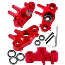 RCMYou RC Steering Block Knuckle Arm Upgrades Part for 1/10 T-Maxx/E-Maxx,Aluminum Steering Block Knuckle Arm w/Rubber Shielded Bearing Hops up,#5334,Red