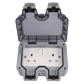 YORKING Outdoor Sockets 13A Waterproof Plug Socket IP66 Double Gang Twin Switched Socket Outside Outdoor Wall Electrical Rated Plug Power Socket Box