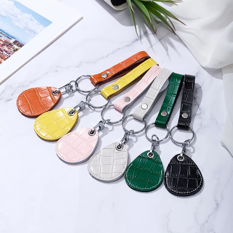 Temvue Access Card Holder RFID Key Fob Bag Leather Airtag