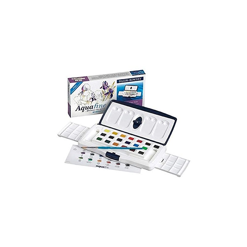 Daler-Rowney Aquafine 20 Half Pan Slider Set, Vibrant Watercolour Colours,