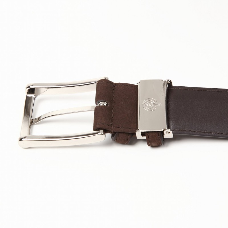 Ojier KE21228-39-BROWN Men's Belt, Genuine Leather, Cowhide Leather, Suede Nubuck,