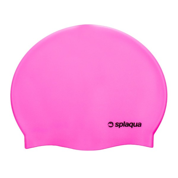 Splaqua Silicone Solid Swim Cap - Waterproof, Comfortable Stretch Fit, for Men and Women, Suitable for Long Hair - for Swimming, Diving & Snorkeling - Hot Pink
