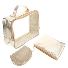 LIFKOME Fashionable cosmetic bag, portable cosmetic bag, make-up bag, make-up bag, vanity bag, small make-up bag, outdoor make-up bags, plastic, golden, golden