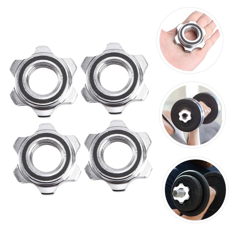 Sosoport 4pcs Anti-Slip Nuts Collars Dumbbell Security Nuts Security for