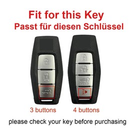 TECART Smart High Gloss Car Key Case Cover Fits Mitsubishi Outlander 2021 2022 2023 2024 TPU Protective Key Cover Accessories Key Remote Control Cover Etuii 3 4 Button C, 4-Black, 4-Taste