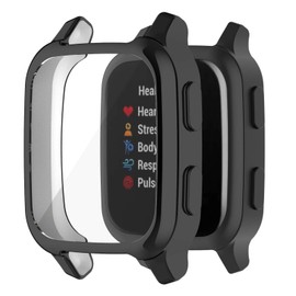 MOTONG for Garmin Venu Sq Transparent TPU Protective Case - Full Coverage TPU Protective Case Cover Shell for Garmin Venu Sq(TPU Black)
