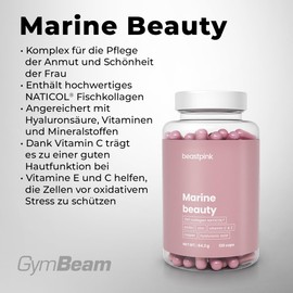 BeastPink BeastPink Marine Kollagen Komplex fr Frauen - Enth?lt Fischkollagen NATICOL? & Hyalurons?ure, aktives marines Kollagen mit Vitamin C, E, Zink & Kupfer fr Haut, Haare & N?gel, 120 kaps