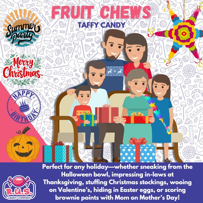 Fruit Chews Candy – Assorted Fruity Flavors – Individually Wrapped