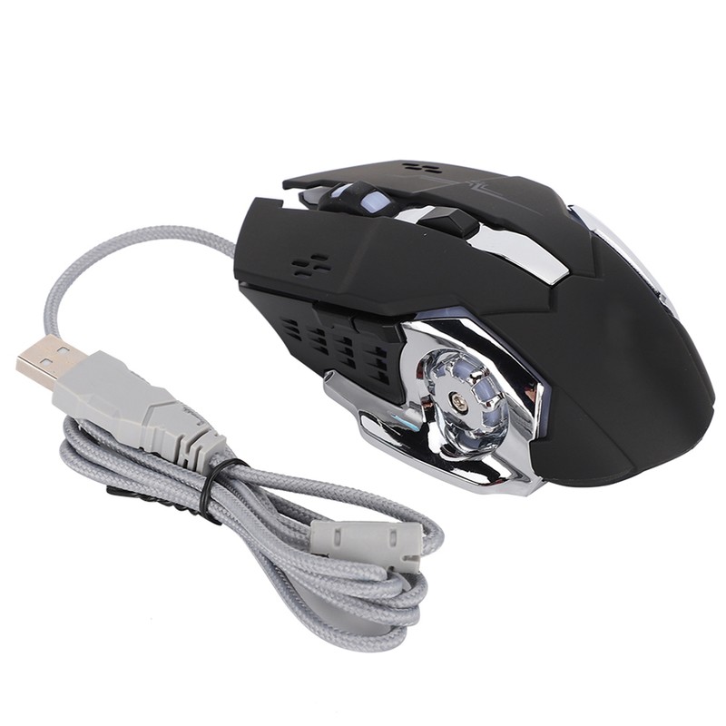Mechanical Wire Game Mouse Mute USB Black 4-Way Roller Desktop