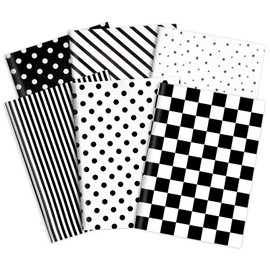 Whaline 120Pcs Black White Tissue Paper Checkered Star Stripes Polka Dots Pattern Wrapping Paper Minimalist DIY Art Craft Paper for Home Wedding Baby Shower Birthday Party Gift Wrap, 14 x 20 Inch