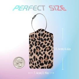 KWSAAHU 2 Pack Luggage Tags for Suitcases Leather Tags, Privacy Cover ID Label with Stainless Steel Loop Travel Essentials Suitable Handbags Travel Bags for Man Woman - Artistic Leopard Print
