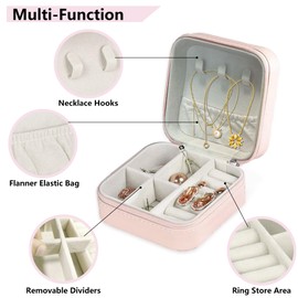 DBL07CN Small Travel Jewelry Case - Initial Jewelry Box Jewelry Organizer Travel Jewelry Box Mini Jewelry Travel Case Christmas Gifts Birthday Gifts for Teen Girl Women Mom Sister Friends Bestie (W)