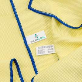 ELEXACLEAN Window Cloth, Streak-Free, Premium Microfibre Windscreen Cloth (Pack of 12, 60 x 40 cm, Yellow), Glass Cleaning Cloths, Car Cloth for Indoor and Outdoor Use