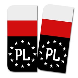 2 x License Plate Stickers Perfect Fit for EU Field 11 x 5 cm Design Sticker for Number Plate Film Car Black or with Flag Car Wash Safe R167 (18 Poles, with Flag)