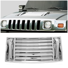 ECOTRIC Chrome Hood Deck Vent Panel Compatible with 2003-2009 Hummer H2 w/Hood Handle Cover Trim