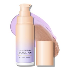 KYDA Purple Color Changing Foundation, Color Correcting CC Cream with Centella, Improve Dull Skin Tone, Lightweight Non-Greasy, Hydrating, Sheer Coverage, Multiuse Face Concealer with Natural Finish