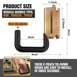 Eegoowa E Track Hooks Heavy Duty E Track J Hooks E-Type Track X Track Steel Hanger, Spring Fitting E Track Accessories for Enclosed Trailer (6PCS E-Type Track J Hooks)