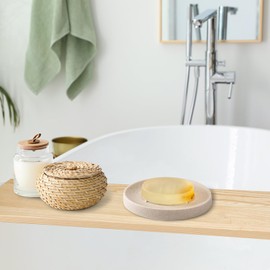 UHEY HOME Soap Dish Bathroom Resin Soap Holder Soap Tray for Shower Sponge Holder for Kitchen Sink(Beige)