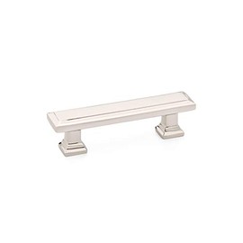 Emtek Geometric Rectangular Cabinet Pull, 3.5" Center-to-Center, Polished Nickel
