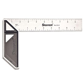 Starrett Carpenter's Try Square with Etched Graduations - 8" Stainless Blade, 2" Cast Aluminum Handle, 1/8" Blade Graduations - K53-8-N
