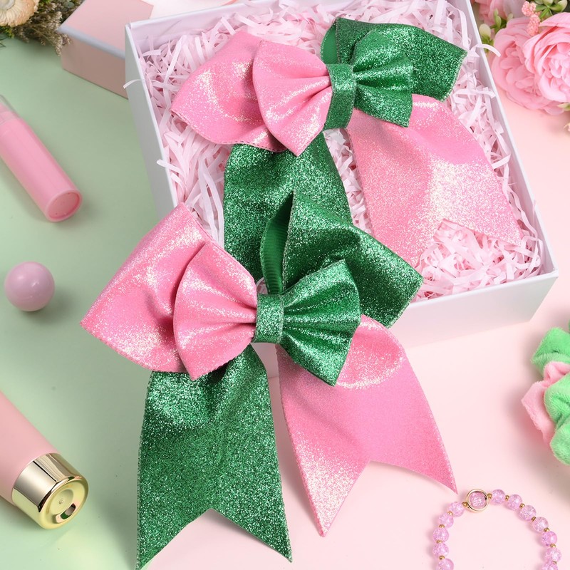 10 Pieces Witch Hair Accessories Pink and Green Hair Bows,