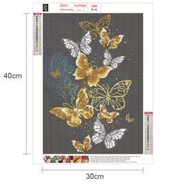 Lidiper 5D Diamond Painting Kits, DIY Diamond Painting Cross Stitch Full Drill Crystal Rhinestone Painting Embroidery Paintings Pictures Arts Craft for Home Wall Decor (Gold Butterfly 30 x 40cm)