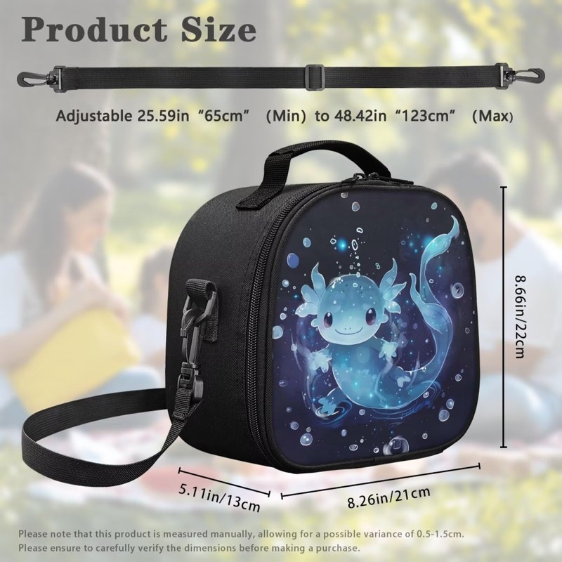 POLERO Axolotl Lunch Bag for Girls Cute Lunch Box Back