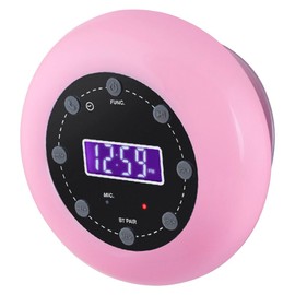 HANNLOMAX HX-159CR Shower Clock Radio, PLL FM Radio, Bluetooth with Hand-Free Function, LCD Display, Waterproof (IPX4), Built-in Li-ion Rechargeable Battery, Unique Suction Cup Design. (Pink)