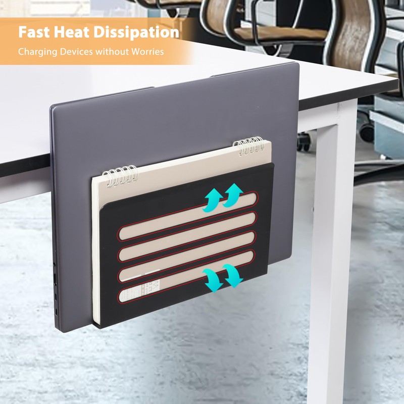 ROLIZOE Desk Side Storage with 2 Hooks No Drill Under