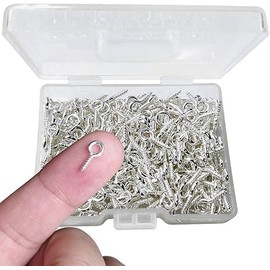 300PCS Small Screw Eye Pins,10 x 5mm Eye pins Hooks,Mini Screw Eye Pin Peg for Arts & Crafts Projects,Self Tapping Screws Hooks Ring for Cork Top Bottles & Charm Bead & DIY Jewelry Making (Silver)