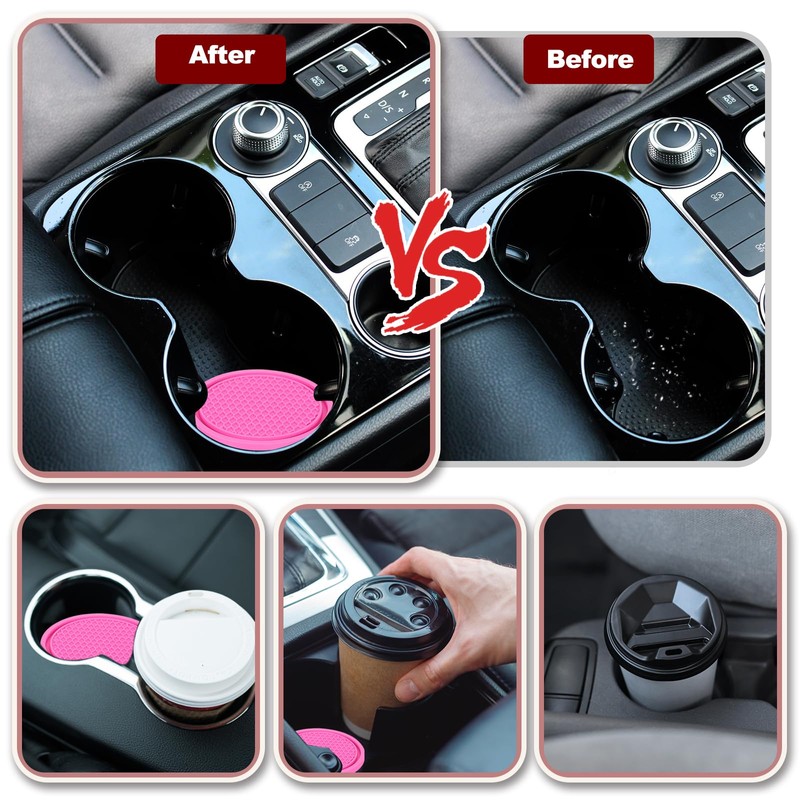 sourcing map Car Cup Coasters Universal PVC Car Cup Mats