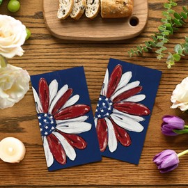 Horaldaily 100 4th of July Disposable Paper Decorative Guest Napkins, Patriotic Independence Day Blue Red Flower Hand Towel for Party Lunch Dinner Kitchen Bathroom