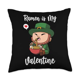Anime Valentine's Day Gifts Ramen Leprechaun Valentine's Day Throw Pillow, 18x18, Multicolor