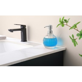 Ximlike Round Bathroom Soap Dispenser Brushed Nickel Pump, Glass Bottle with Stainless Steel Pump Liquid Soap Dispenser Sphere Countertop Hand Kitchen