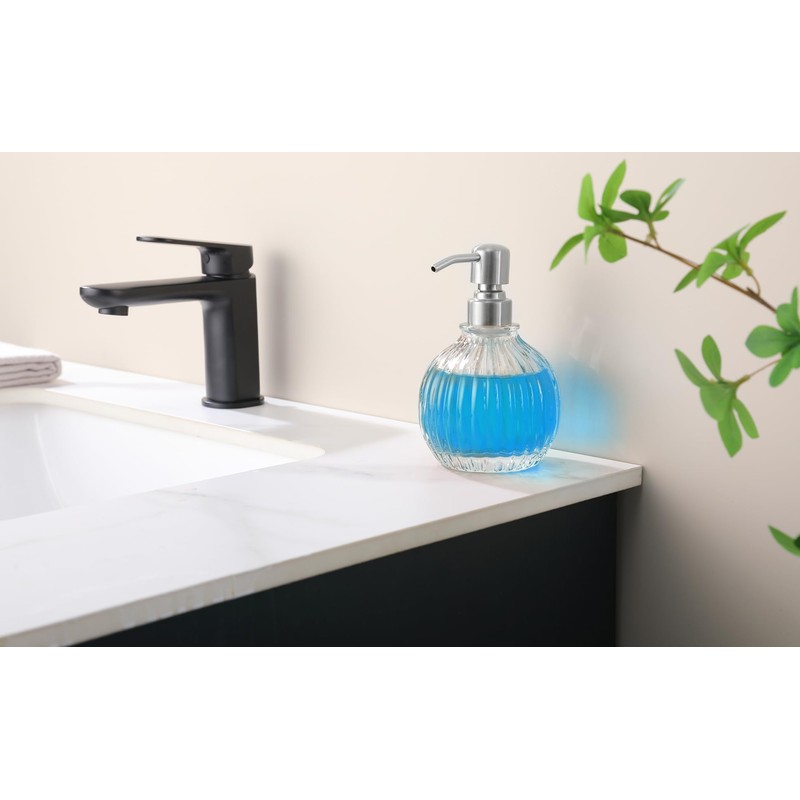Ximlike Round Bathroom Soap Dispenser Brushed Nickel Pump, Glass Bottle