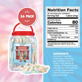 36 Candy Necklaces Individually Wrapped, Choker Style, Nostalgic Pastel Candy Jewelry Perfect for Party Favors, Pinata Fillers and Goodie Bags, Packed in a Convenient Display Tub, By 4YoreElves